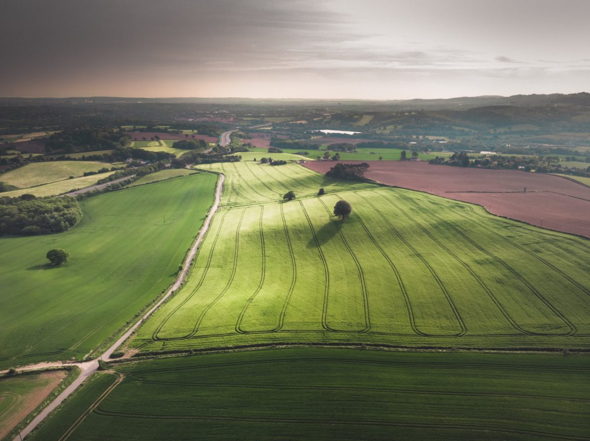 UK Farms and future - Ariel view of fields